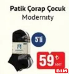 MODERNİTY PATİK ÇORAP ÇOCUK 5'Lİ